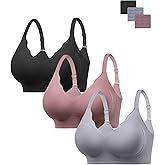 HBselect Jelly Bras for Women No Underwire 3PCS Comfort Wireless Push Up Bras Seamless Scalloped Lift Everyday Bralettes