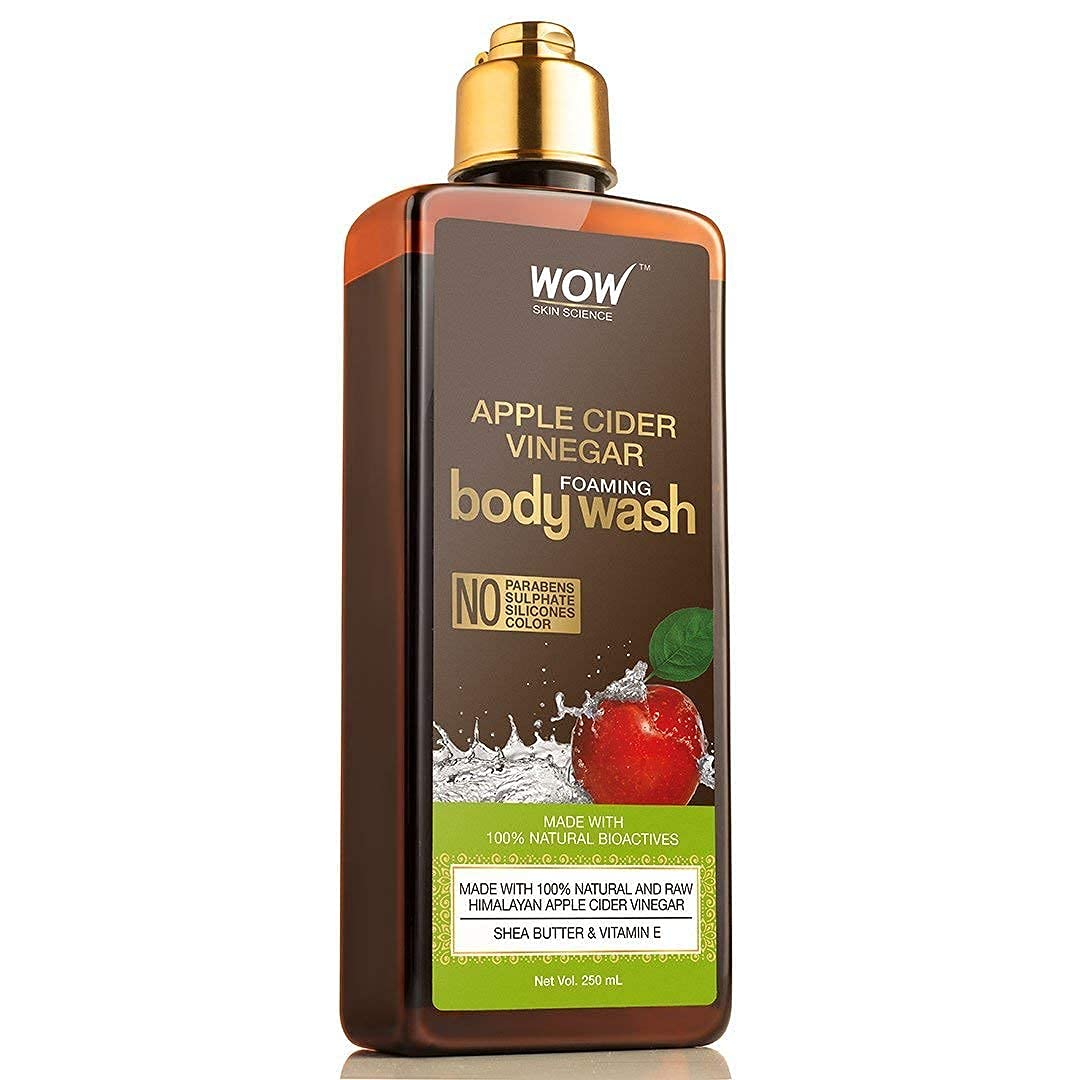 WOW Apple Cider Vinegar Foaming Body Wash - For Cleaner & Smoother Skin - Shea Butter & Vitamin E - For Men & Women - Everyday Use For Sensitive Skin - All Skin Types - Dry Skin Relief - 250ml