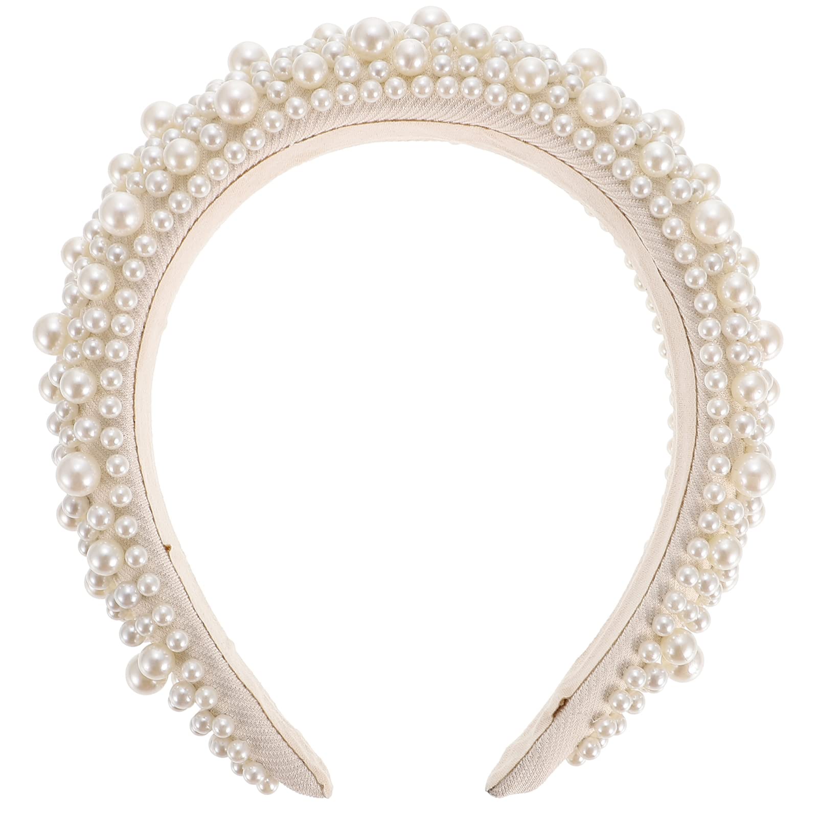 Beaupretty Pearl Hairband Wide Baroque Sponge Headband with Embellished Pearls for Women Bridal Parties and Daily Wear Hair Accessory