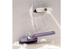 2PCS White Hard Bristle Cleaning Brush - 360 Rotating Head & Comfort Grip | for Toilet, Bathtub, Sink Crevices (Multi-Surface