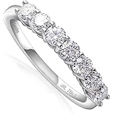 Ladylike Moissanite Wedding Band for Women 925 Sterling Silver Wedding Rings 0.7ct D Color VVS1 Lab Created Half Eternity Stackable Anniversary Rings for Her