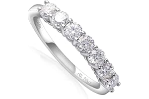 Ladylike Moissanite Wedding Band for Women 925 Sterling Silver Wedding Rings 0.7ct D Color VVS1 Lab Created Half Eternity Stackable Anniversary Rings for Her
