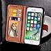 iPhone 6S Plus Leather Wallet Case,Auker Durable Folio Flip Vintage Fold Stand Case Full Body Shock Scratch Drop Protection Pocket Purse Cover with Card Holders&Wrist Strap for Women/Men-Blue