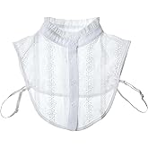 Falzqq Shirts Fake Collar Shirts Neck Ruffle Collar Detachable Blouse Comfortable and Breathable Hollow Out White Faux Collars for Elegant Layering Women & Girls