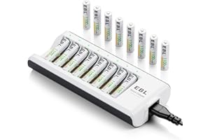 EBL Rechargeable AAA Batteries 1100mAh 1.2V NiMH Triple AAA Battery with Charger (16AAA+Charger)