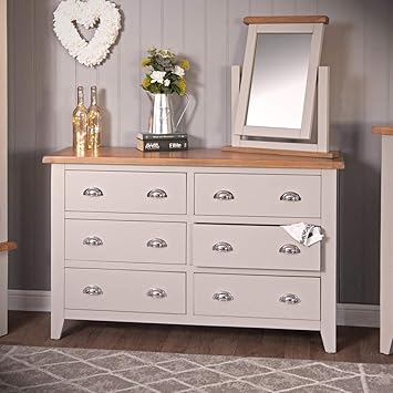 The Furniture Outlet Chester Grey Painted Oak 6 Drawer Chest