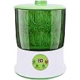 Bean Sprouts Machine, Seed Sprouter Kits, LED Display Time, Intelligent Automatic Bean Sprouts Maker, 2 Layers Function Large Capacity Seed Grow, Also for Radish, Alfalfa, Wheatgrass, Broccoli Sprouts