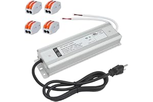 E ENERSYSTEC BONAOK 150W 12V LED Power Supply AC to DC Converter - Waterproof IP67 Transformer with 3 Prong Plug, 120V AC to 12V DC Power Adapter