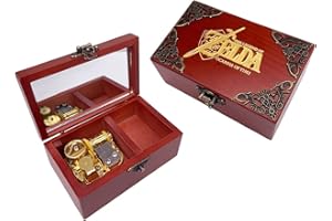 Youtang Jewelry Music Box with Mirror Laser Engraved Wood Musical Box Wind up Musical Gift for Her Him Girlfriend Boyfriend (Melody:Song of Storms from Ocarina of Time, Gold Movement)