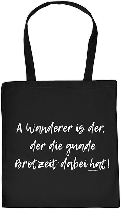 Baumwolltasche Wandern Bergsteigen Klettern Spruche Tasche A Wanderer Brotzeit Dabei Hat Lustige Stofftasche Farbe Schwarz Amazon De Koffer Rucksacke Taschen