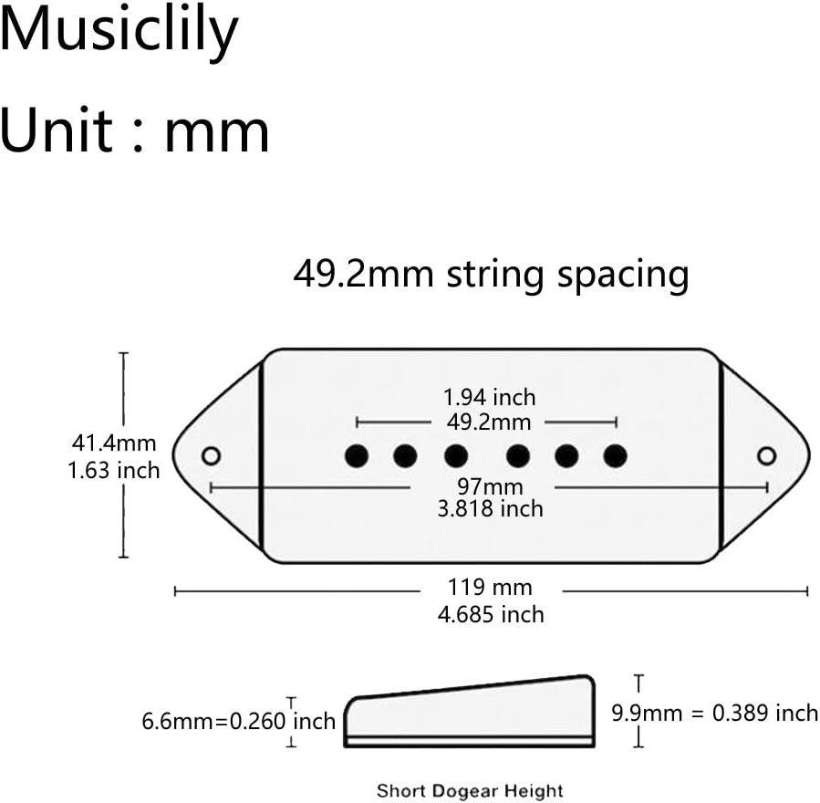 Musiclily Pro 49.2mm P90 Dog Ear Short/Low Neck Position Pickup Covers for USA Les Paul/Vintage Style Epiphone, Cream (Set of 2) - Image 3