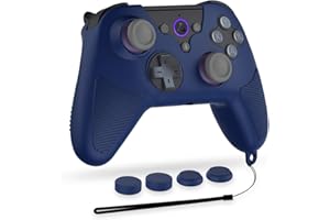 Case for Luna Controller, Alquar Silicone Case Cover for Amazon Luna Controller, Anti-Slip/Shockproof/Dustproof Skin Protective Cover for Luna Game Controller- with Lanyard/Thumb Grip Caps (Blue)