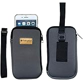 Men Women Phone Neoprene Shockproof Zipper Wristlet Case Bag Pouch with Belt Loop Holster & Detachable Wrist Carry Strap for iPhone 17/16 Pro Max, 16/15 Plus, Air 16e; Samsung S25+, S24, A56 (Gray)