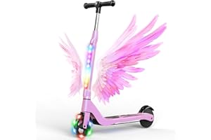 TS TST GRP LLC TST Electric Scooter for Kids Ages 6-12, Kids Electric Scooter with Adjustable Height, Kid and Teen Scooter with Light Up Wheels, Max 5 Miles and 5 Mph Speed, Children Kick Scooter with Deck Lights