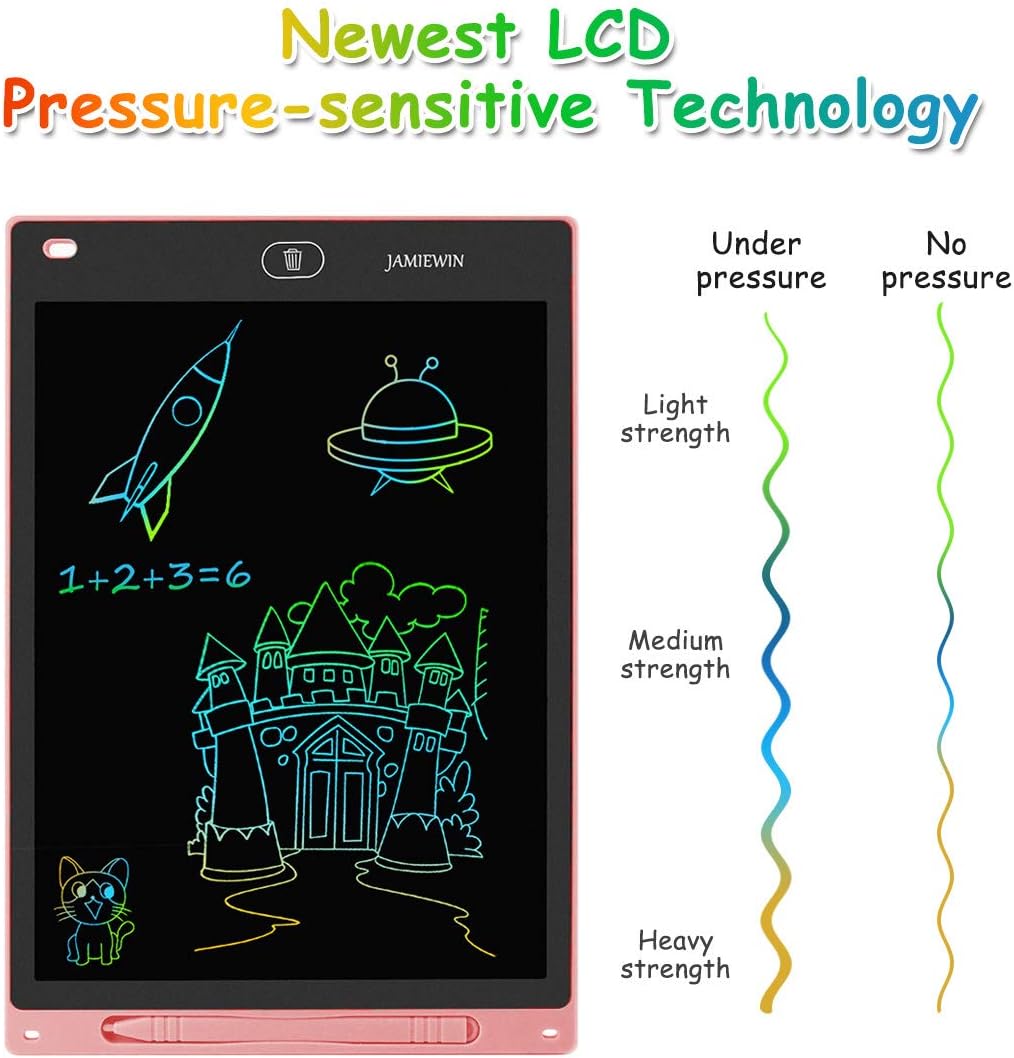 JAMIEWIN 12 Inch LCD Writing Tablet, Colorful Drawing Doodle Board for Kids, Toddler Drawing Pad Writing Board for Kids, Christmas Birthday Gifts Toys for Boys Girls Home Office Memo Pink: Computers & Accessories