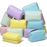 15pcs Preppy Makeup Bags Bulk PU Leather Cosmetic Bag Waterproof Plain Travel Toiletry Bags Makeup Pouches Bulk Toiletry Pouch for Women Girls Party Gift Travel Storage Organizer Skincare Bag Purse
