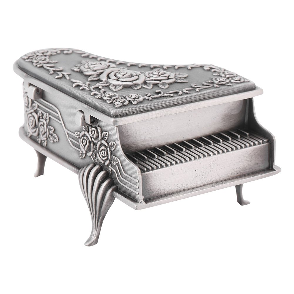 Walfront Piano Jewellery Box Handcraft Antique Metal Wedding Jewelry Box Storage Organizer Gift Box for Girls Ladies Women