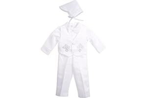 Lito Angels Baby Boys Christening Clothing Baptism Outfits with Bonnet Short Long Sleeve White Suit