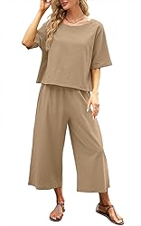 Nfsion Womens Summer 2 Piece Outfits Crewneck Half
