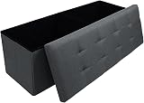 Dripex Folding Linen Storage Ottoman Gray 110x38x38 Foldable Chest 120L