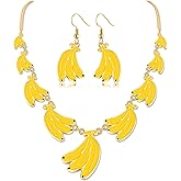 MOLOCH Fruit Jewelry Set Banana Pineapple Watermelon Cherry Pendant Necklace Earrings for Women Boho Summer Tropical Fruit Jewelry Party Accessories