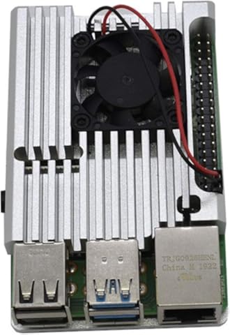 Wivarra para Raspberry Pi 4 Caja de AleacióN de Aluminio Caja de Cubierta Protectora CNC con Ventilador de Enfriamiento para RPI 4 Modelo B (Plata)