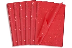 WORIC 135 Sheets Glitter Tissue Paper for Gift Bags 20 x 14 Inch Red Tissue Paper with Sparkle for Christmas Wedding Birthday Holiday Decor Art DIY Crafts