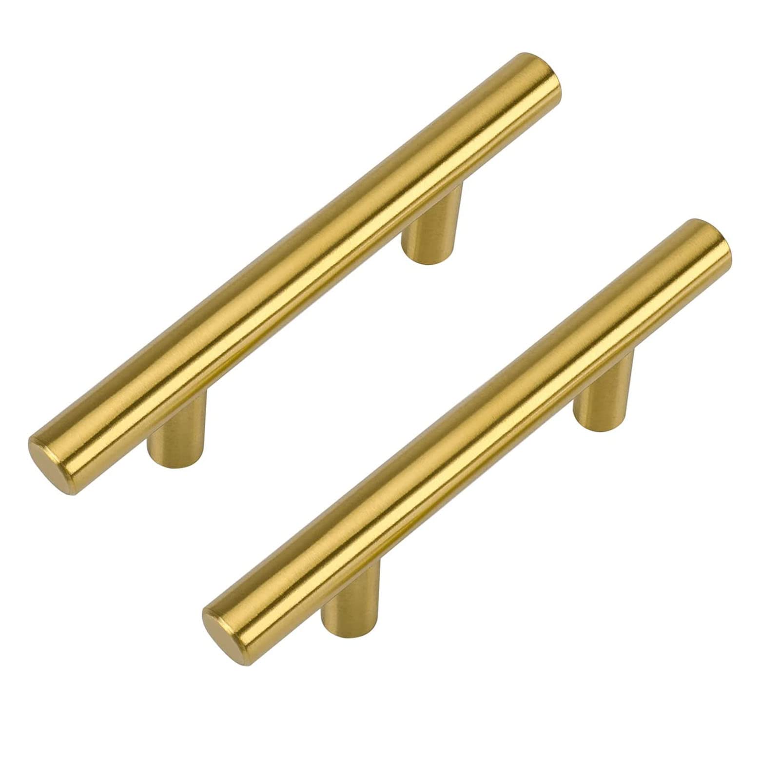 LONTAN 10 Pack Gold Cabinet Handles 64mm Gold Cupboard Handles Drawer Pulls Cupboard Door Pulls for Cabinet Bathroom Wardrobe Stainless Steel