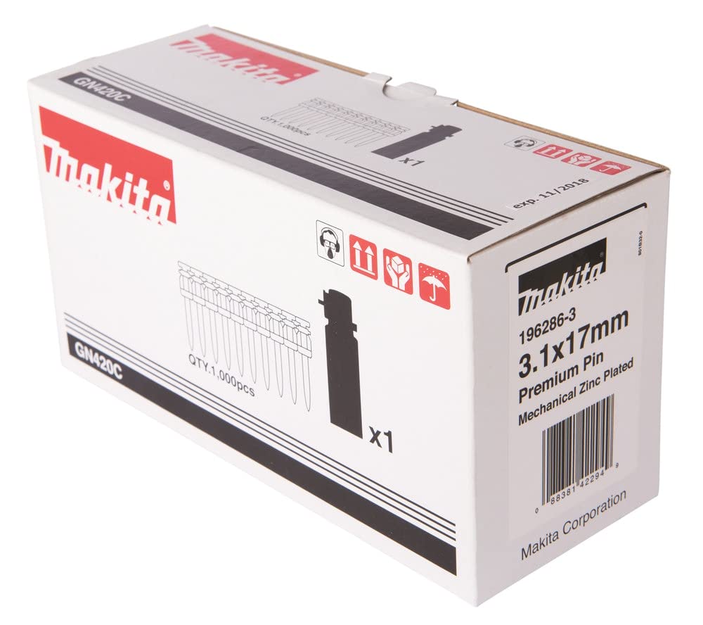 Makita 196286-3 3.1 x 17 mm Gn420C Pin with Gas Cell - Multi-Colour