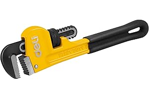 deli Pipe Wrench 8-inch, Heavy Duty Straight Adjustable Wrench, Professional Plumbing wrench tools, for Pipe, Home, Vehicle repair