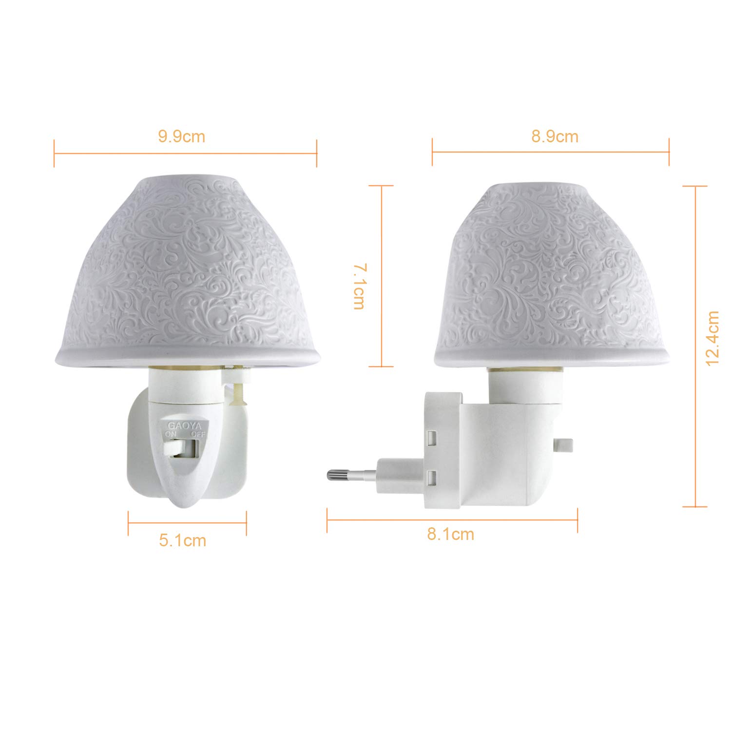 Nachtlicht Steckdose, Kimfly Keramik Kunst Nachtlicht Kind mit ätherischem Öl Aromatherapie Ofen und Glühbirne für Kinderzimmer, Schlafzimmer, Badezimmer, Gang usw. (Warmweiß) [Energieklasse A+]