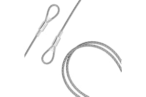 SDTC Tech 2-Pack 40IN 3mm Outdoor Travel Anti-Theft Cable, Heavy Duty Stainless Steel Braided Wire Rope Cables with Loop Ends for Pickture Display, Garden Lines, DIY Ligth Strings