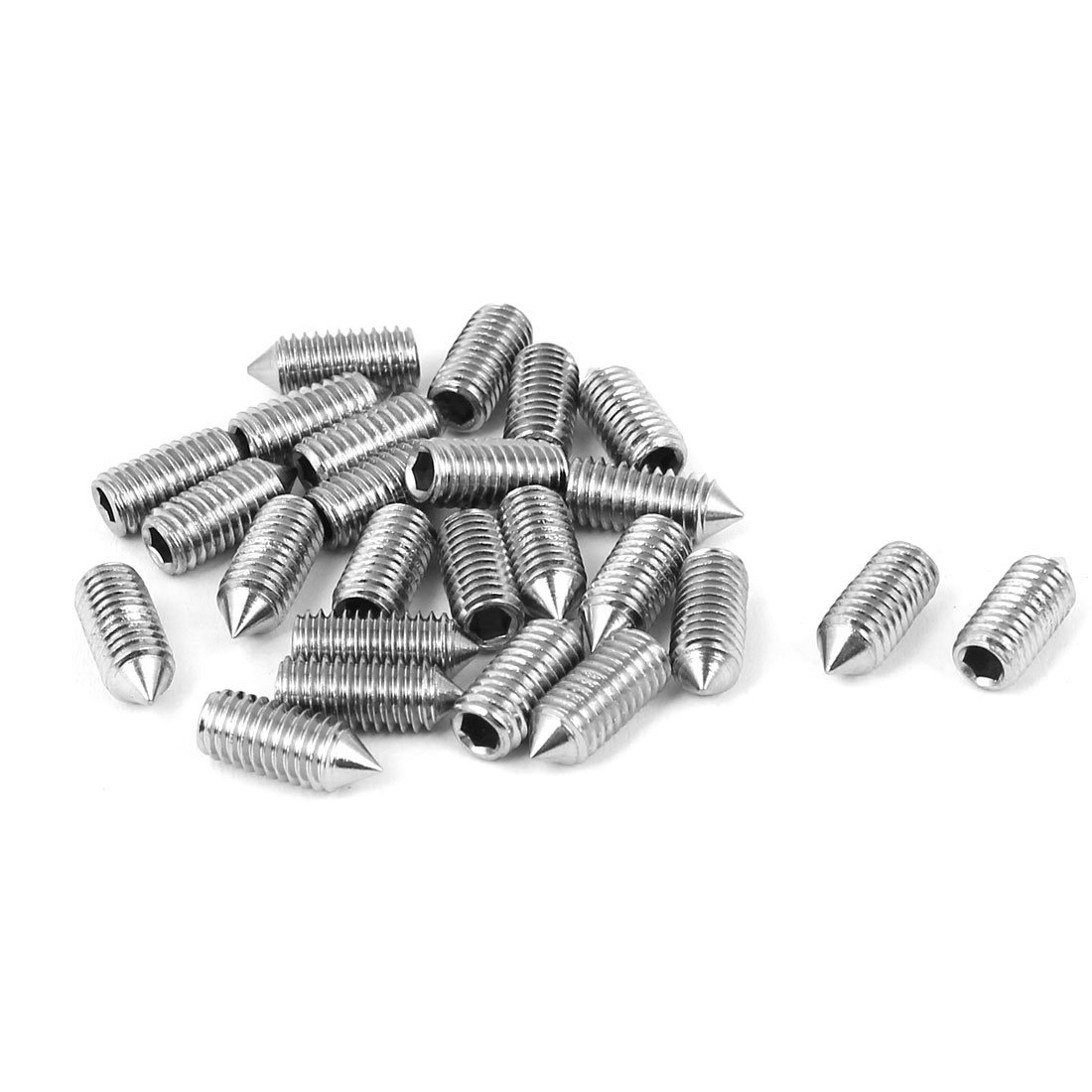 Sourcingmap A16012900ux0681 Grub Screw M5 x 12Mm Cone Pt. Hex Socket Set Grub Screw Silver Tone 25 Pcs