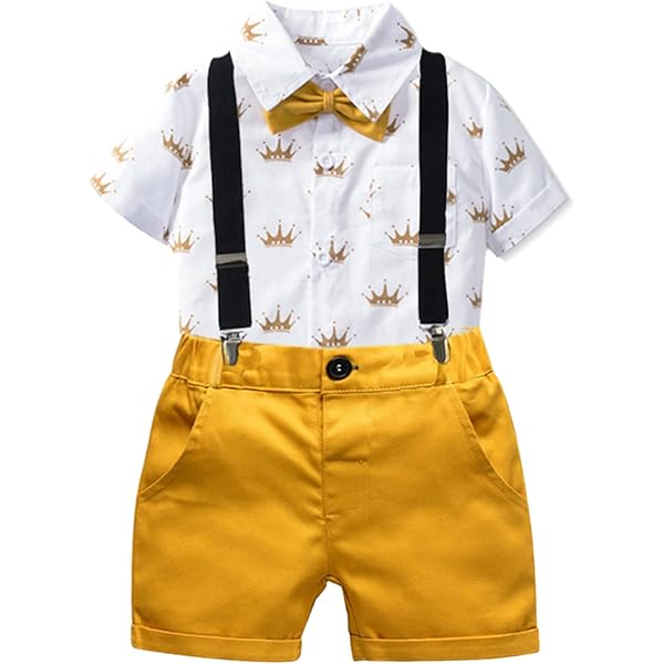 Generisch Ensemble de vêtements bébé garçon été garçon été style britannique manches courtes chemise bretelles short nœud papillon 4 pièces costume costume enfant ensemble garçon festif, Blanc., 1-2 Generisch Ensemble de vêtements bébé garçon été garçon été style britannique manches courtes chemise bretelles short nœud papillon 4 pièces costume costume enfant ensemble garçon festif, Blanc., 1-2