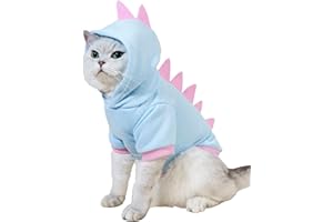 QWINEE Dinosaur Dog Hoodie Dog Warm Jacket Christmas Halloween Dog Costume Dog Clothes for Puppy Kitten Small Medium Dogs Cats Baby Blue Medium