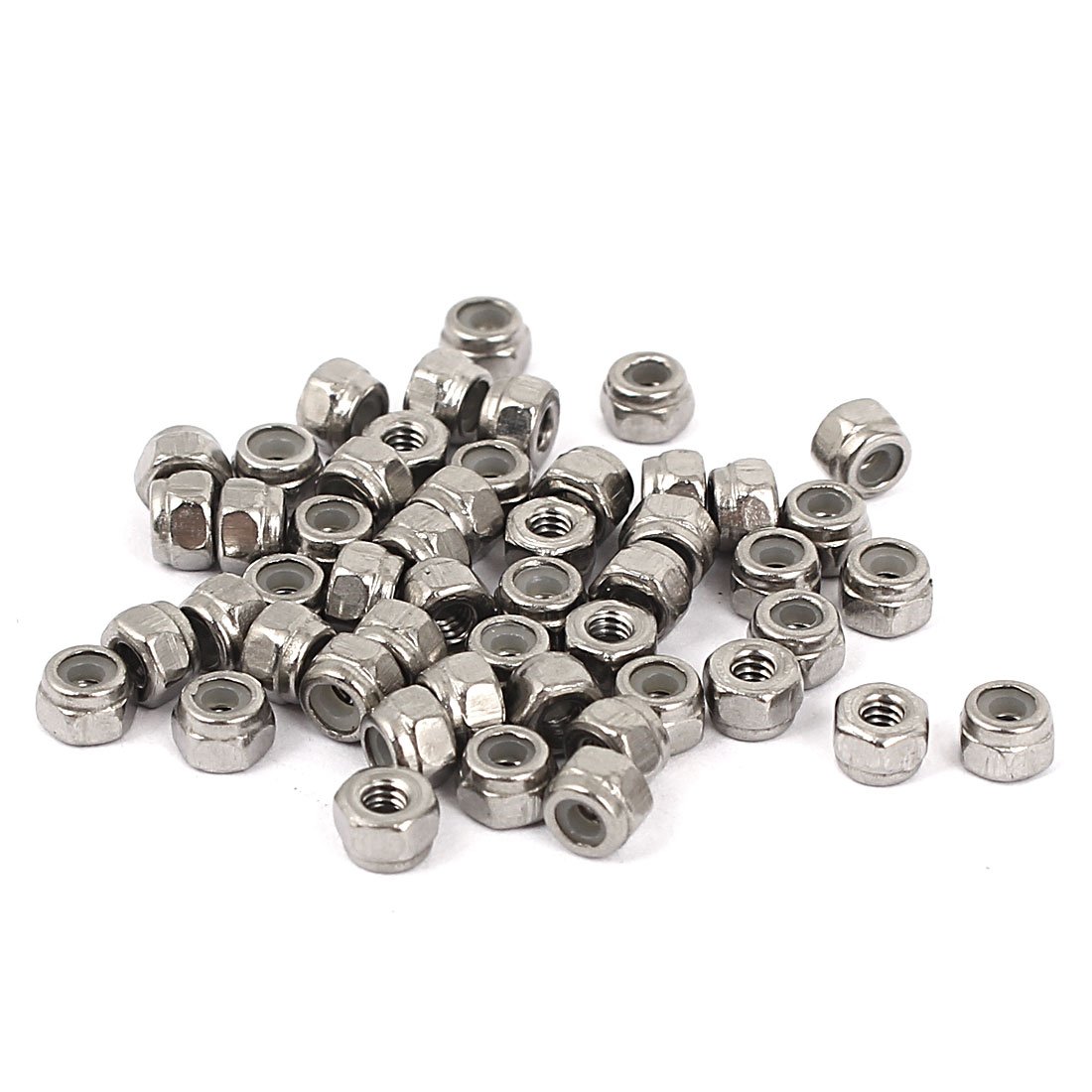 uxcell M2 304 Stainless Steel Self-Locking Nylon Insert Hex Lock Nuts 50pcs