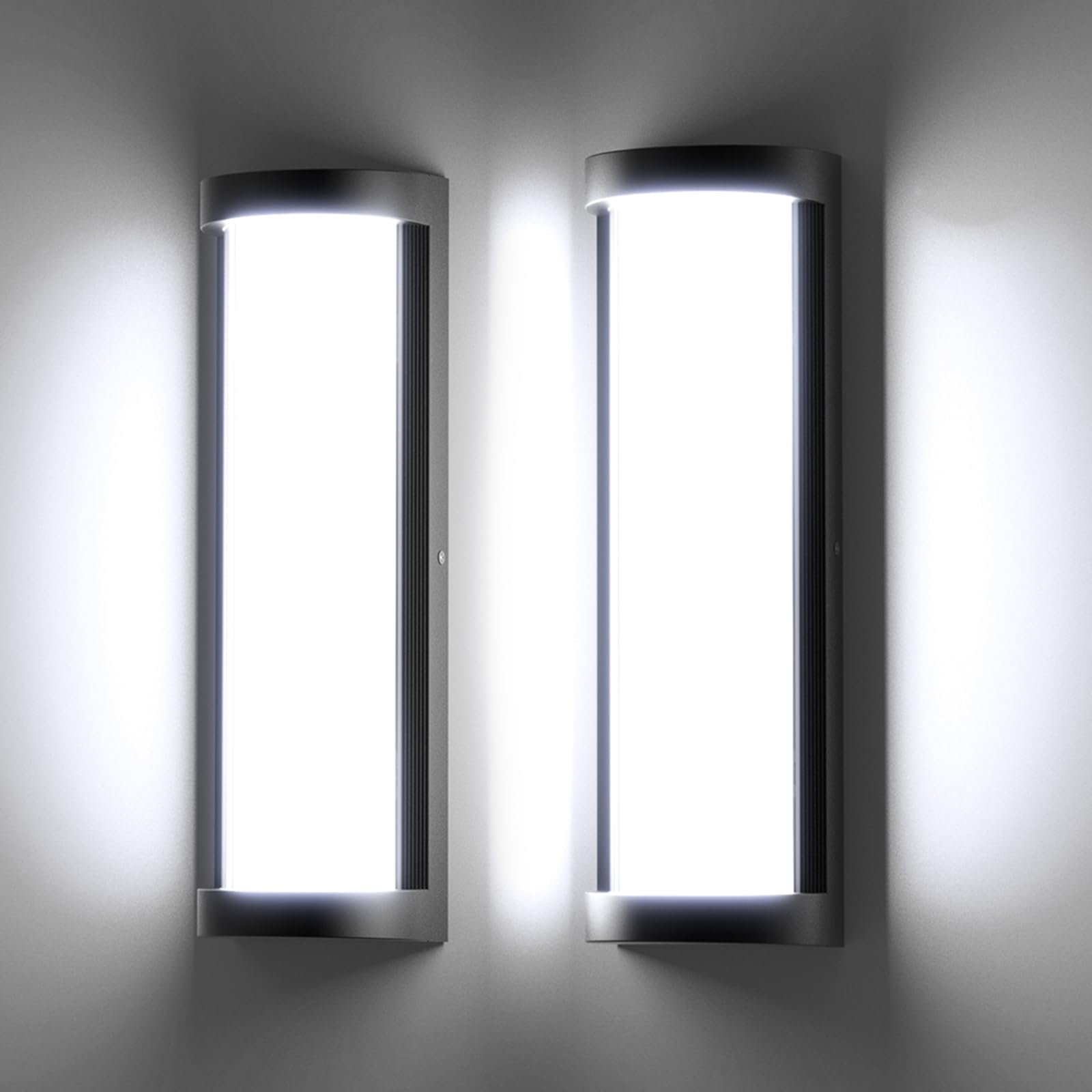 Photo 1 of Sytmhoe Outdoor Wall Light 2Packs,Waterproof Exterior Wall Sconce with Aluminum& Dual PC,10-100% Dimming Black Modern LED Porch Light for House,Courtyard,Garage,Garden (2-Pack, 6000k)