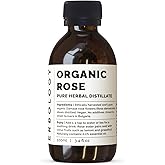 Erbology Organic Rose Water 3.4 fl oz - Distilled from Damask Rose - Premium Food Grade Hydrolate of Rose - Soothes, Hydrates and Calms - Non-GMO - Recyclable Glass Bottle