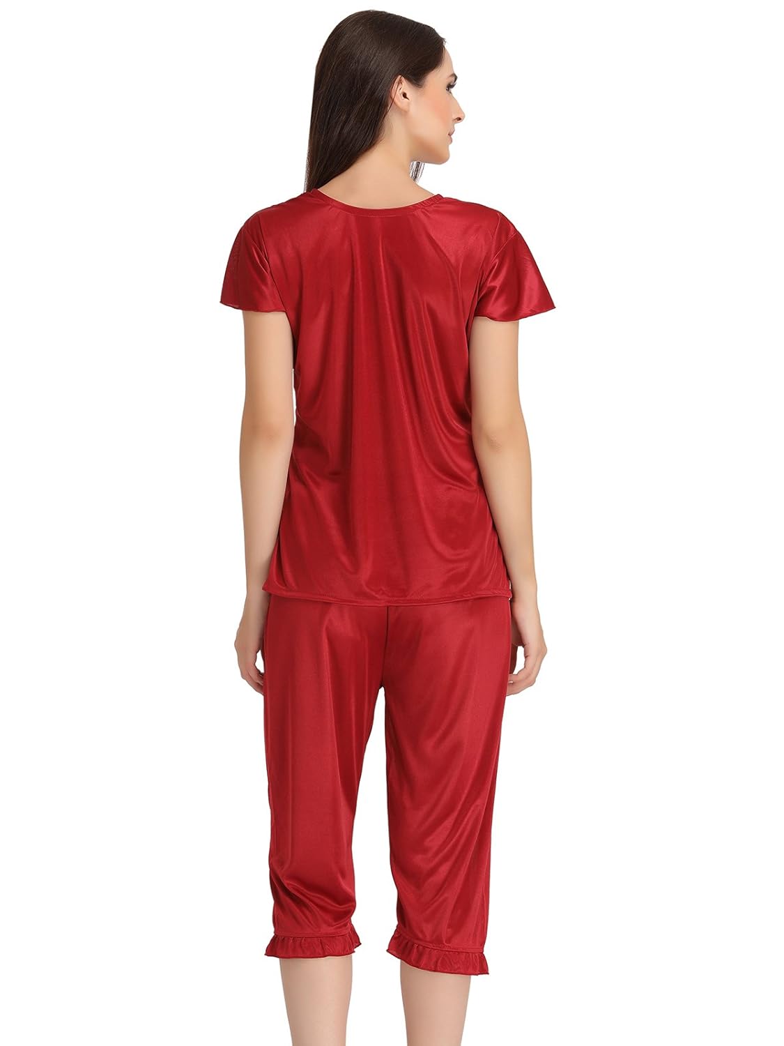 clovia women's satin top & capri set