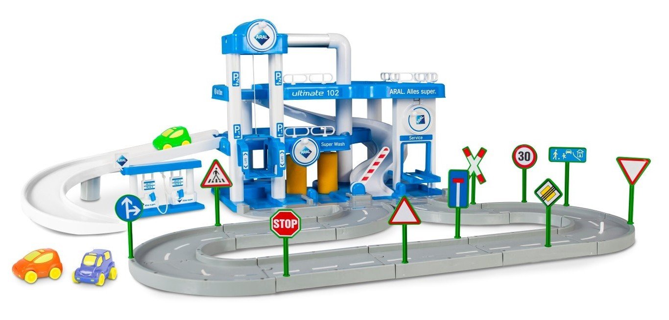 Polesie Wader ARAL Garage No.1 with Cars and Street, 3 Floor, Blue, Realistic Style, Multi-Floor Garage, 3 Years And Above