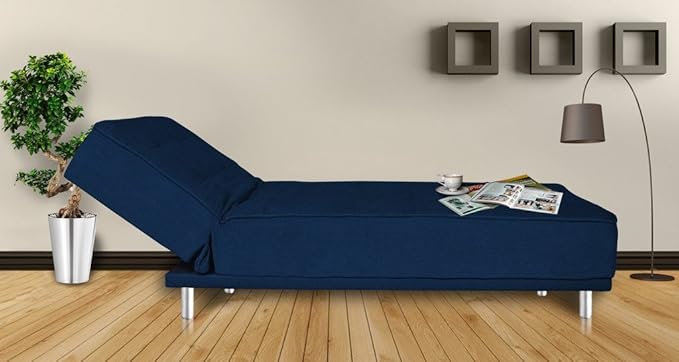 Spaces Therapy Liberty Premium Fabric Recliner Bed-(Navy Blue)