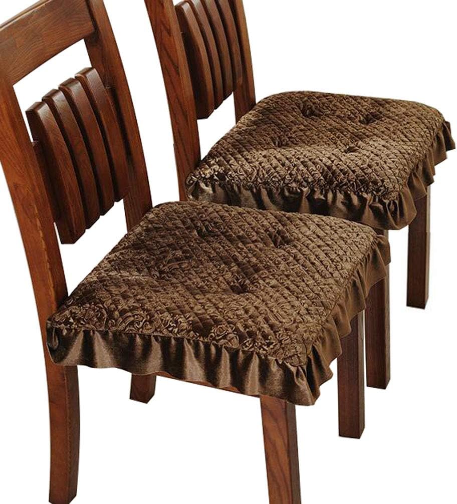 chair pad 2PC Super Soft Plush Office Chair Cushion Dining Seat Cushion with Corner Ties 17.7X17.7 Inch (Coffee)