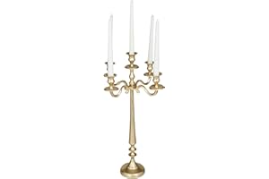 Deco 79 Aluminum Metal Tapered 5 Plate Candelabra, 13" x 13" x 24", Gold