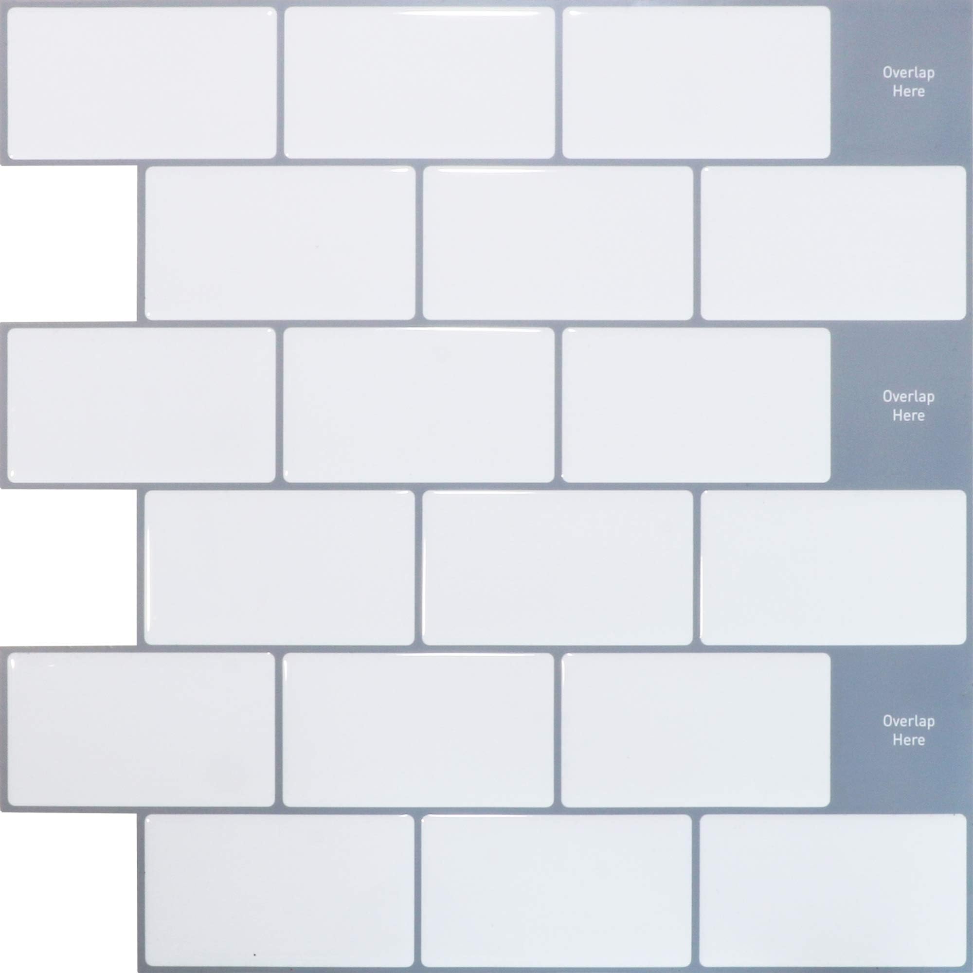 SHINGONE 3D Self Adhesive Tiles Stickers Waterproof for Bathroom, Kitchen Tile Stickers Peel and Stick Wall Tiles Stickers Backsplash, White Tile Stickers 30.5x30.5cm (4 Sheets)