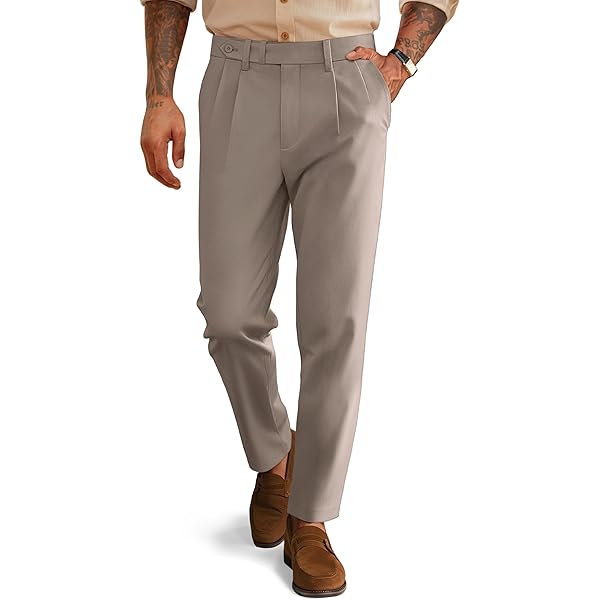 Baggy Wide Leg Dress Pants Men Big and Tall Suit Pants Mens Business Casual  Work Pants Office Dressy Pants Khaki at Amazon Men's Clothing store