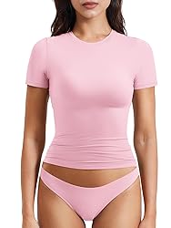 YEOREO Women Fitted Workout Tops Short Sleeve