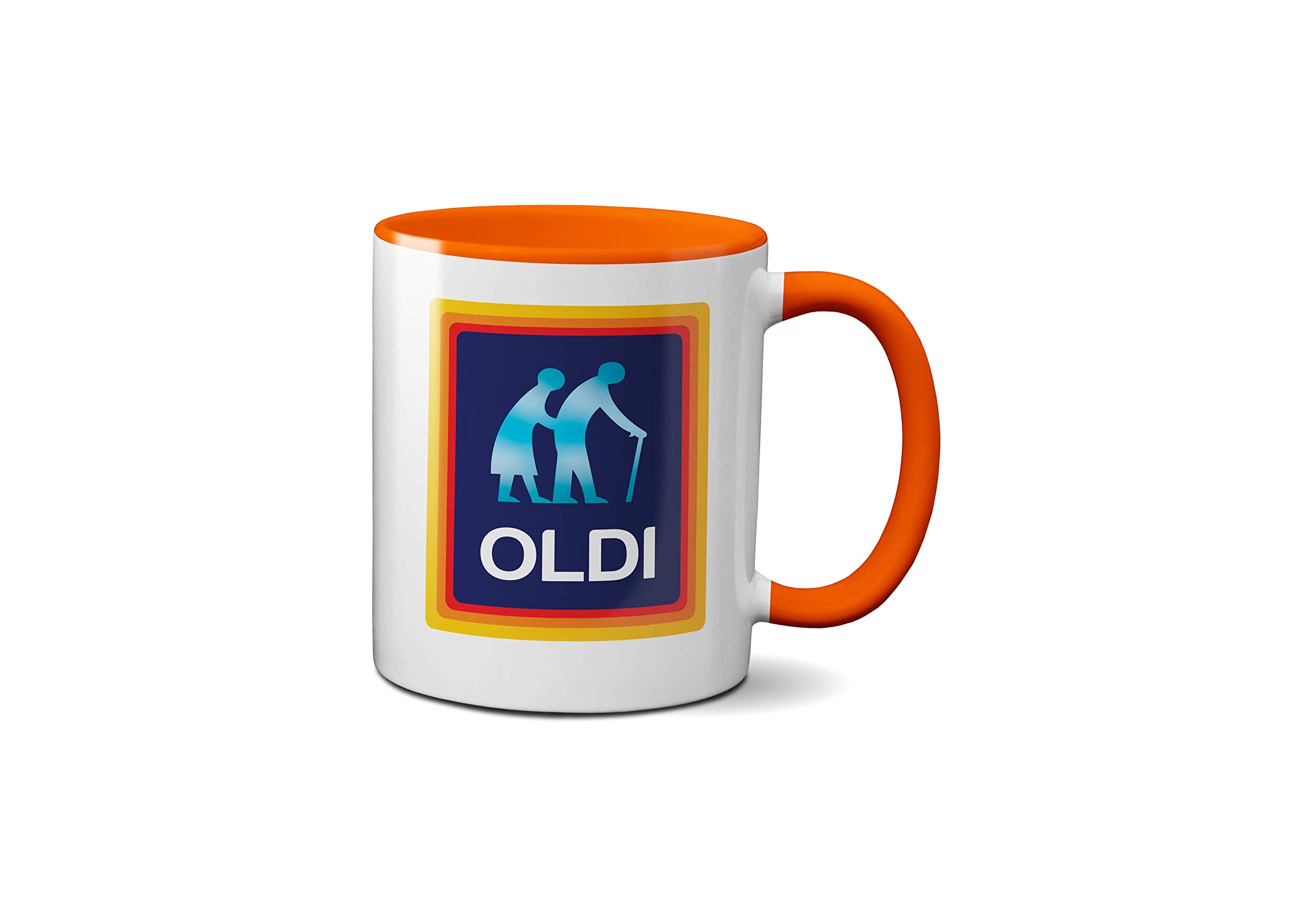 SMARTYPANTS Oldi Mug- Birthdays Christmas Funny Gift Presents Celebration Novelty Old Large Heavy Duty Handle Dino Coated Dishwasher/Microwave Safe Sublimation Ceramic (Orange Prime)