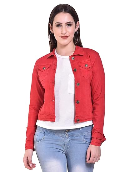 red jean jacket womens