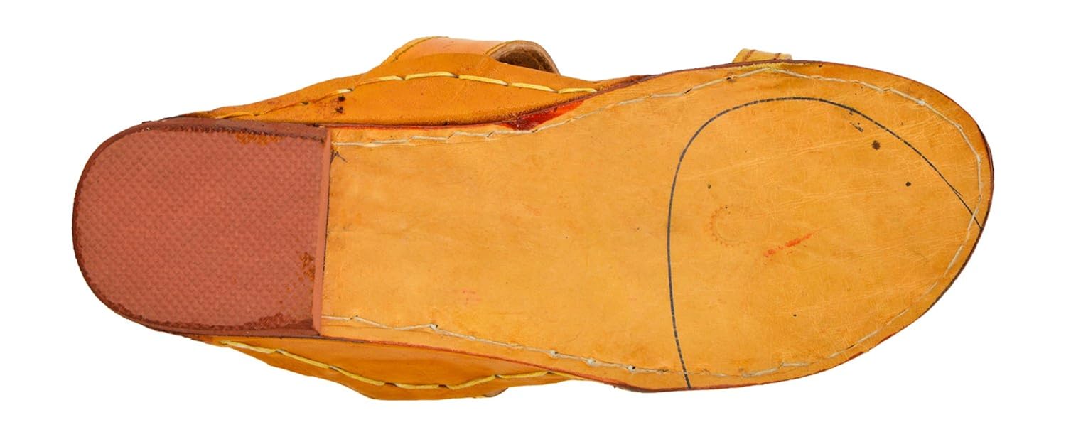 ampereus women's pure leather kolhapuri shoes (yellow)