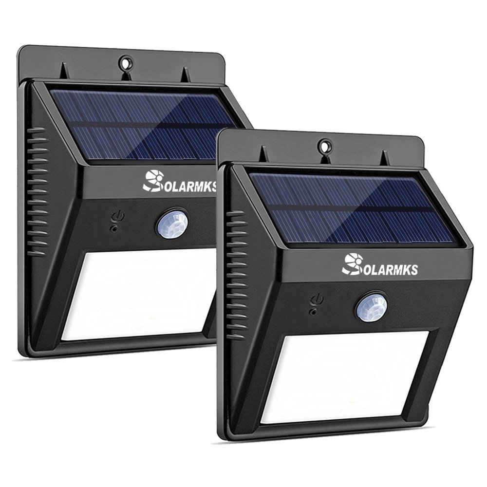 16LED ワイヤレス 人感 センサー ライト (屋外照明 夜間自動点灯), Solarmk® ソーラー 太陽発電 防水 壁掛け式 電気 (防犯防災 玄関 ガーデン 駐車場 庭 軒先 テラス ガレージ 対応)- ２点セット